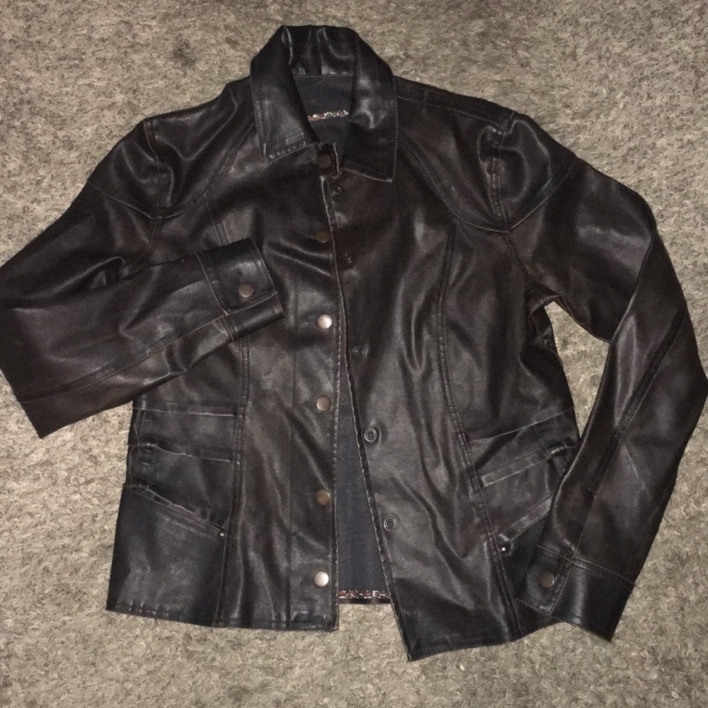 Faux leather jacket made of polyurethane